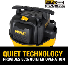 DEWALT 12 Gallon STEALTHSONIC Ultra Quiet Poly Wet Dry Vacuum, DXV12P - QTA Newest Noise Reduction Vac, 5.5 Peak HP Shop Vacuum for Jobsite/Workshop, Reduce Motor Noise, Yellow