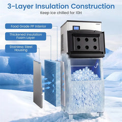 450 LBS/24H Commercial Split Ice Maker, Stainless Steel Ice Machine with 250 LBS Storage Bin, Self-Cleaning & Air Cooled for Restaurant Bar Cafe Hotel