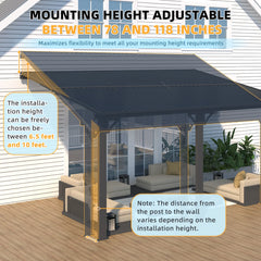 AECOJOY 14x10 Outdoor Hardtop Gazebo Adjustable Height (6.5-9.8Ft) Pergola for Patio