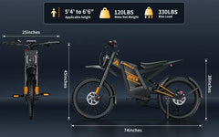 Arkveld Electric Bike for Adults, Peak - 3000W, Max 40MPH and 80miles Electric Motorcycle, 25" Fat Tire Dirt Bike, APEX1 7 - Speed E - Bike，white