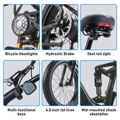 Dual Motors AWD 2000W Electric Bike for Adult 26'' UL2849 48V 30AH E - Mountain Bike 4.0 Fat Tire up to 35MPH&120miles Long Range Off - Road Ebike Dual Hydraulic Disc Brakes&Ful Suspension Electric Bicyc