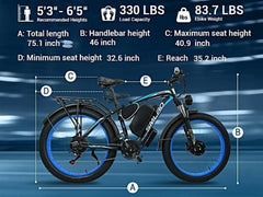 3000W Peak Dual Motor Ebike, 52V 30AH Battery Electric Bike for Adults, 7 - Speed 40MPH AWD Ebike Mountain Snow E - Bike with 26" x 4.0 Fat Tire MTB Hydraulic Disc Brake for Off - Road Snow