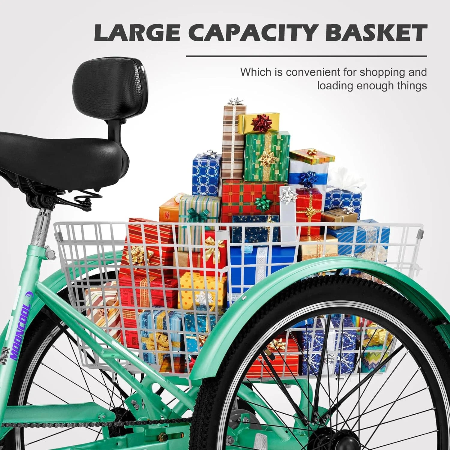 FICISOG 7 Speed Adult Tricycle for Women, 20/24/26 in Adult Trike with Basket, 3 Wheel Bikes for Adults Seniors, Cruise Trike for Shopping Picnic