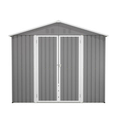 AECOJOY 8x12 FT Outdoor Metal Storage Shed with Additional Side Door, Large Tool Shed with 2 Lockable Doors