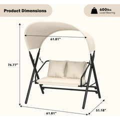 AECOJOY Outdoor Porch Swings for Adults 600LBS 2 Seat Patio Swings with Canopy