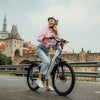ESKUTE White Electric Bike for Adults - Peak 1500W Brushless Motor, 19MPH, 500W Motor 48v14ah Removable Battery, 26" Step - Thru Cityrun Ebike, 7 - Speed, up 70 Miles, Commuter E - Bike, with NFC Unlock