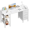 Lufeiya White Desk with Drawers & Storage Shelves, 47 in Study Work Writing Desk for Home Office Bedroom, Simple Modern Cute PC Computer Desks Table, White