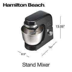 Hamilton Beach 4 Quart Stand Mixer for Kitchen, 7 Speeds, Tilt - Head, Dough Hook, Whisk & Flat Beater, White