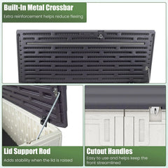Tangkula Large Outdoor Storage Cabinet 20 Cu.Ft Horizontal Resin Storage Shed