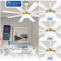 Dextrus 60 in Modern LED Outdoor/ Indoor Ceiling Fan with Remote Control