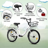 20 in Kids Bike for Boys Girls, 1 Speed Children Bicycle with Basket, Rear Seat, Chain Guard, Coaster Brake and V - Brake, Steel Frame Kids Bike for Ages 6 - 12 Years Old Birthday Gift, Purple