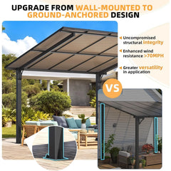 AECOJOY 10' x 10' Outdoor Gazebo Pergola Carport for Patio, Freestanding Lean to Hard Top Pergolas and Gazebos Clearance with Roof