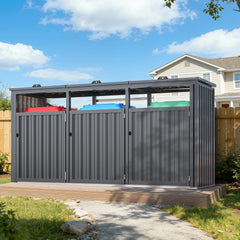 AECOJOY 73 Cu.Ft Outdoor Trash Can Storage Shed for 3 Garbage Cans