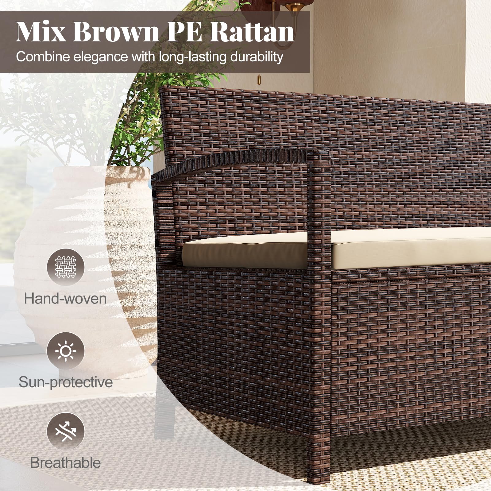 Tangkula 42 Gallon Outdoor Bench with Storage for Porch Backyard Poolside