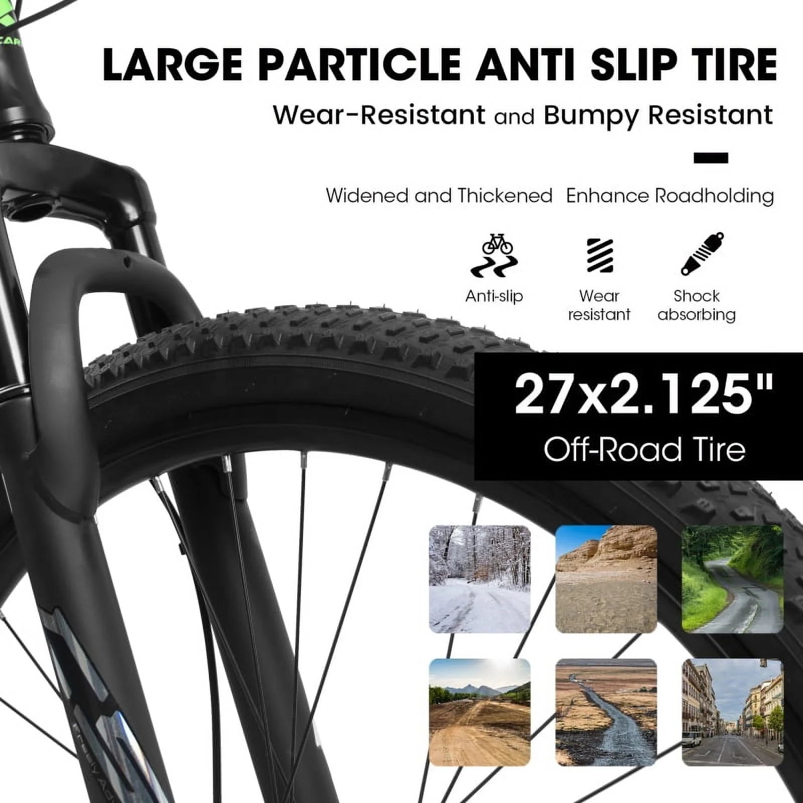 27 in Mountain Bike 21 Speed, Suspension Fork, Aluminum Frame Disc Brake, Mountain Biking for Both Men and Women