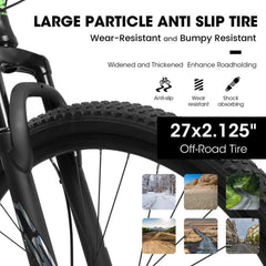 27 in Mountain Bike 21 Speed, Suspension Fork, Aluminum Frame Disc Brake, Mountain Biking for Both Men and Women