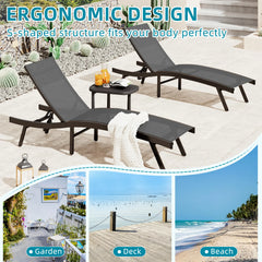 AECOJOY Outdoor Chaise Lounge, All Weather Pool Lounge Chairs Ergonomic Design (Dark Grey, 2 PCs)