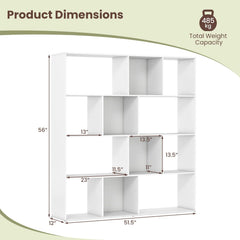 Tangkula 12 Cube 4-Tier Freestanding Storage Organizer Bookcase with Open Cubes