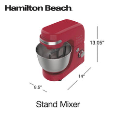 Hamilton Beach 4 Quart Stand Mixer for Kitchen, 7 Speeds, Tilt - Head, Dough Hook, Whisk & Flat Beater, White