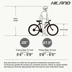 Hiland 26 27.5 29 in Mountain Bike, Mens Womens MTB with 21 Speeds, High - Tensile Steel Frame, V Brake, Hardtail Bicycle for Adults