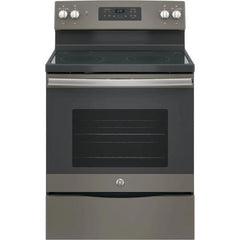 Ge® Appliances 30" Free - Standing Electric Range Model JB645RKSS in Stainless Steel. APPROXIMATE DIMENSIONS (Hxwxd) 47 Height x 29 7/8 Width x 28 Dimension In. Two 9"/6" Power Boil Elements, Self - Clean Oven and Dual - Element Bake