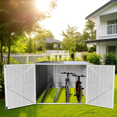 6.3' x 6.1' Outdoor Storage Shed Clearance, Metal Outdoor Storage Cabinet with Double Lockable Doors, Waterproof Tool Shed, Stores 4 Bikes, Backyard Shed for Garden, Patio, Lawn