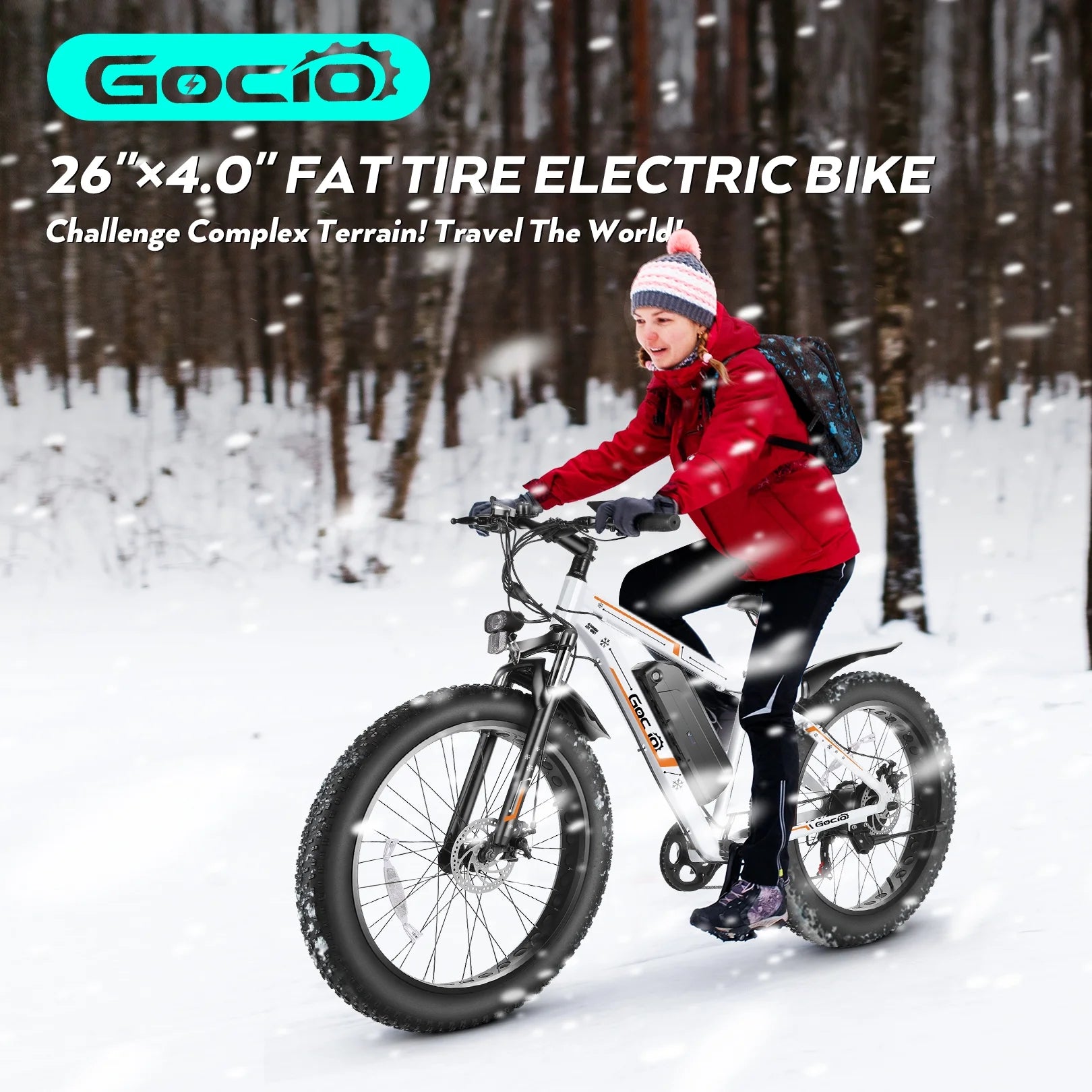 Gocio 26" 4.0 Fat Tire Electric Bike for Adults, 500W Motor, 48V 13ah Battery, Lightweight Aluminum Alloy Frame, Max 22mph Electric Mountain Bike Beach Snow Ebike for Men, Professional 7 - Speed UL2849