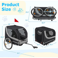 AECOJOY Dog Bike Trailer, Large 57'' Pet Bicycle Carrier for Small and Medium Dogs