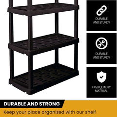 Hyper Tough Large 5 - Tier Shelving Unit, W36 x D18 x H74" Interlocking Multipurpose Organizer, Black, Pack of 2