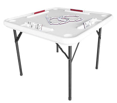 Bene Casa Foldable Domino Table with Built - in Drink Holders, 38" x 38", White