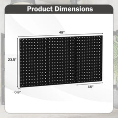 3 Pcs Metal Pegboard Panels w/25 Hooks, Storage Platform & Square Hole, Heavy Duty Pegboard Wall Organizer, Peg Board for Workshop Tool Storage