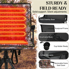 AECOJOY Heated Hunting Chair, Camouflage Pattern, Foldable Design for Cold Weather Outdoor Sports