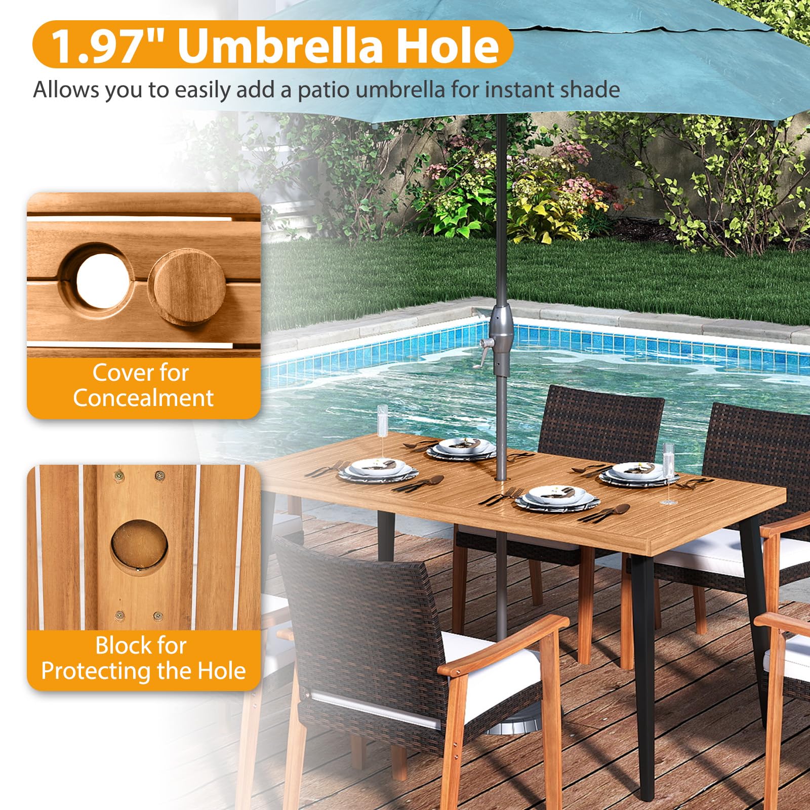 Tangkula 7 Pieces Patio Dining Table Set for Garden