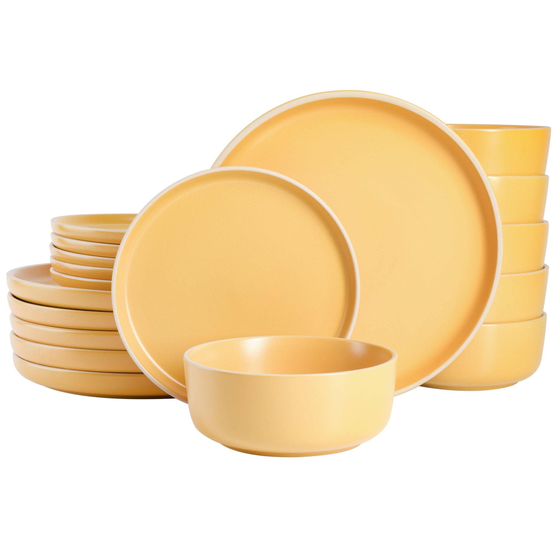 Gibson Home Zuma 18-Piece Stoneware Dinnerware Set Yellow