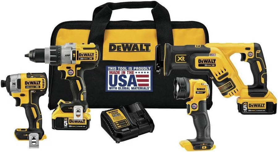DEWALT 20V MAX XR Cordless Drill Combo Kit, 4 - Tool DCK494P2