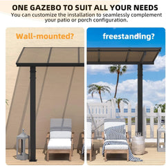 AECOJOY 10' x 10' Outdoor Gazebo Pergola Carport for Patio, Freestanding Lean to Hard Top Pergolas and Gazebos Clearance with Roof