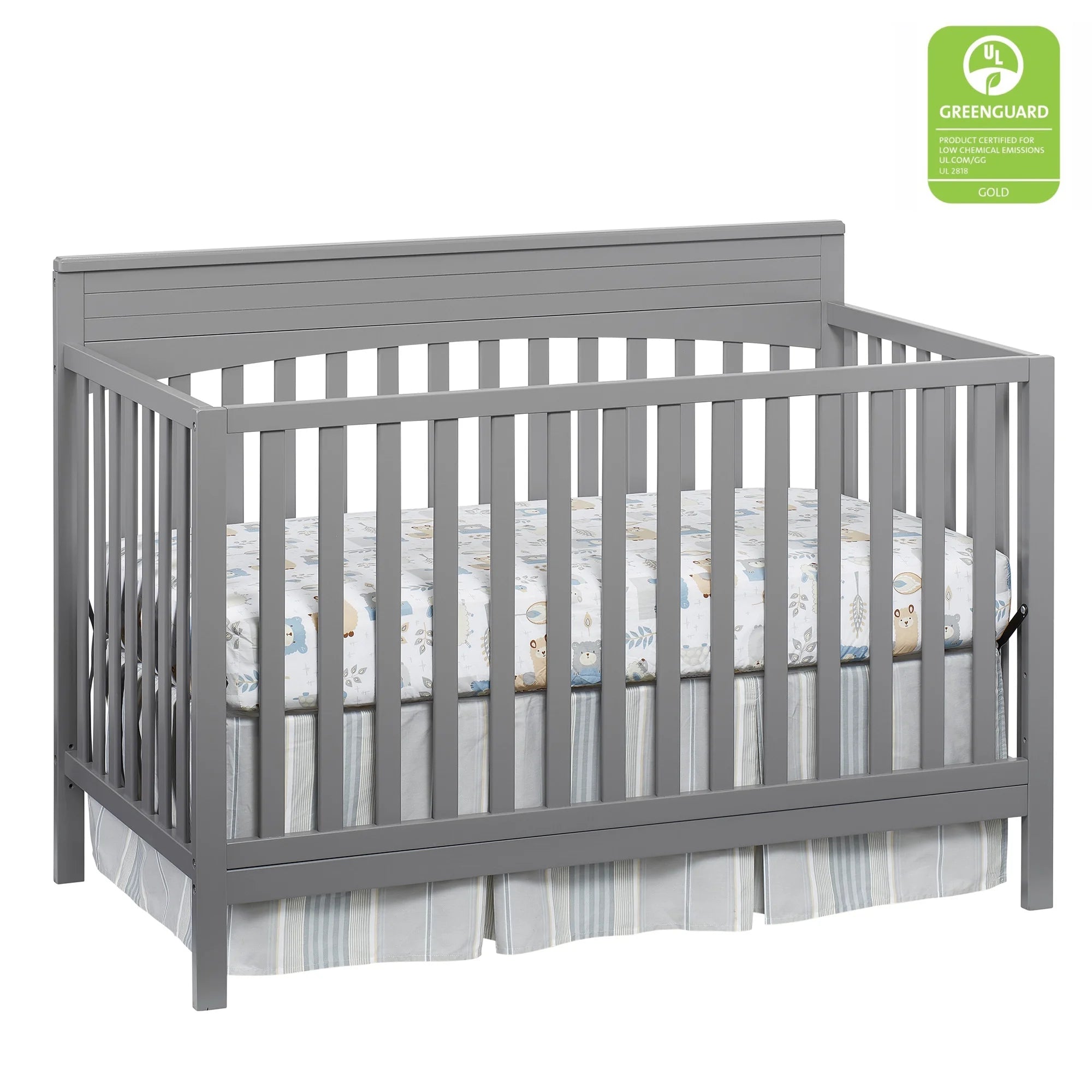Oxford Baby Harper 4 - in - 1 Convertible Crib, Dove Gray, GREENGUARD Gold Certified, Wooden Crib