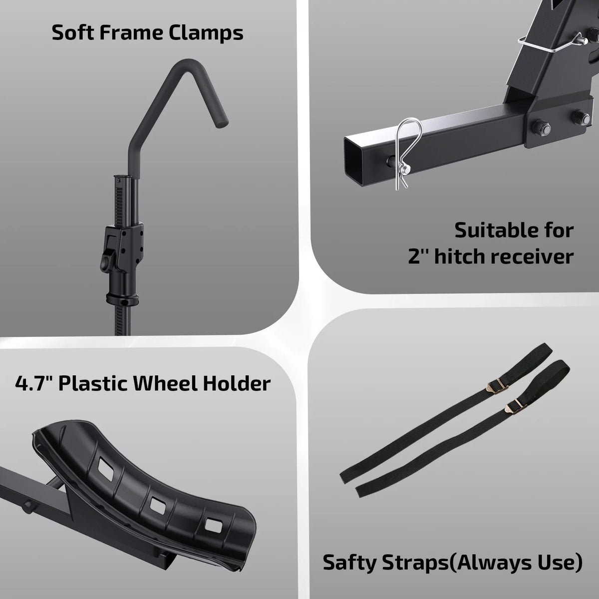 Ozark Trail Premium Platform Steel Bike Rack with 132 lb Load Capacity, 2'' Hitch Receiver E - Bike Compatible