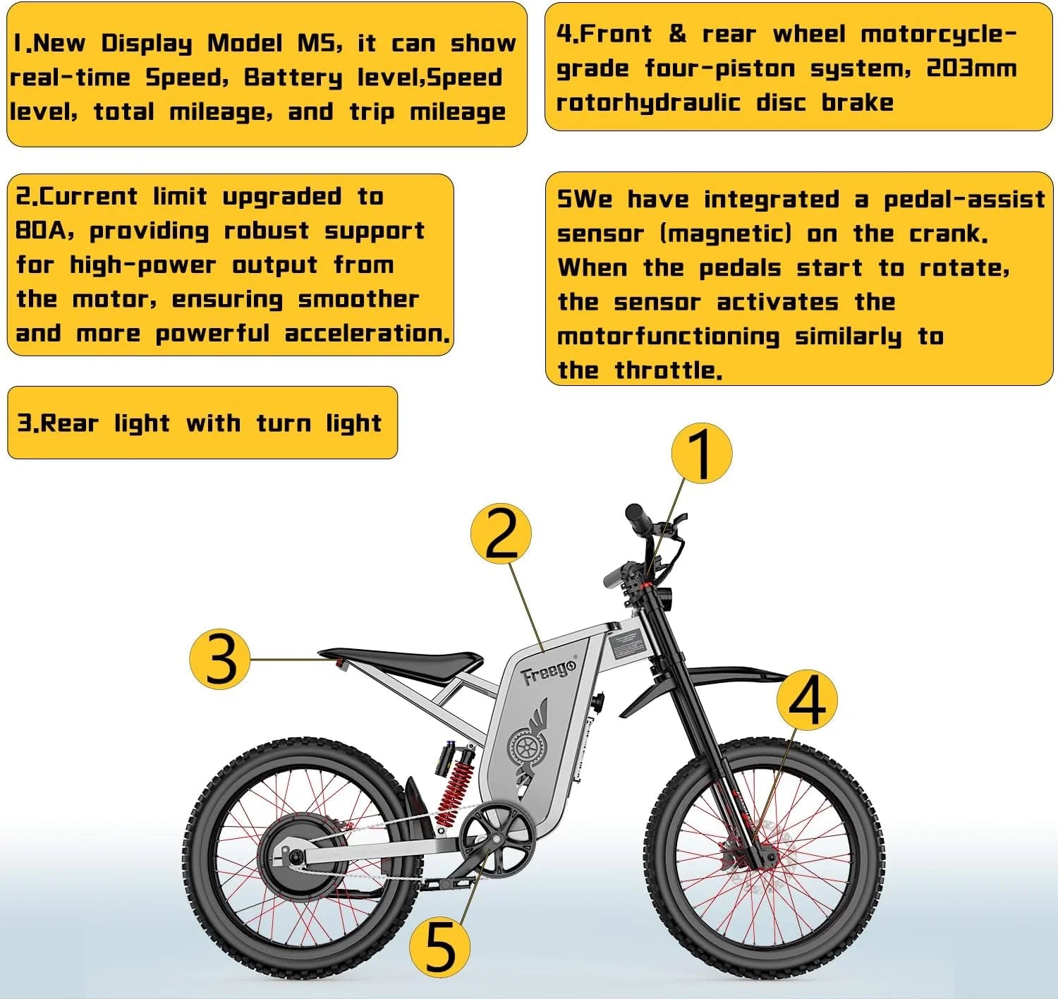 6000W(Peak) Motor 60V/35ah Battery, Freego X2pro Electric Motorcycle for Adults, Electric Bike 50MPH/7 Speed Off Road Electric Bicycle, 19x2 Full Suspension/Four - Piston Hydraulic Brake UL2849MTB