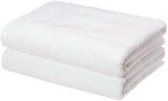 Amazon Basics - 2 Piece Quick-Dry Oversize Bath Towel, 100% Cotton, White, 54" x 30"