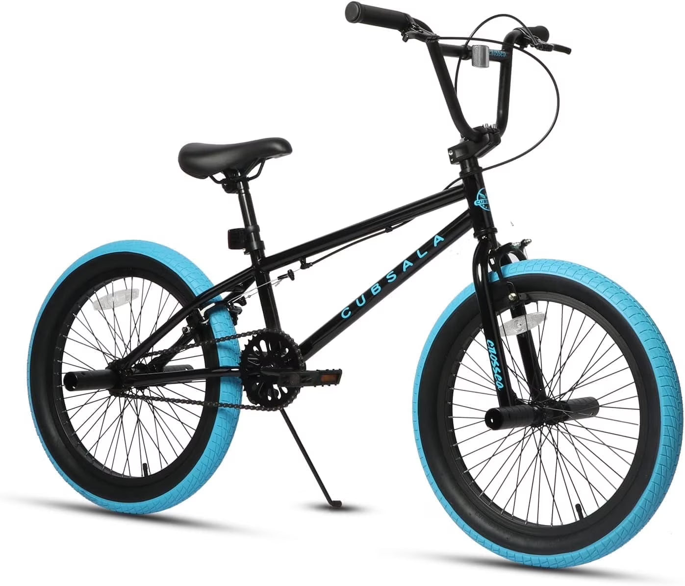 Cubsala 20 in Kids BMX Bike Freestylefor Age 6 - 14 Years Old Boys Girls with 4 Pegs, Black with Red Tires