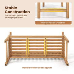 Tangkula 51" Teak Wood Outdoor Bench 2-Person Solid Wood Garden Patio Bench