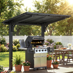 AECOJOY 8' x 5' Lean to Grill Gazebo Hardtop Outdoor Pergola for Patio