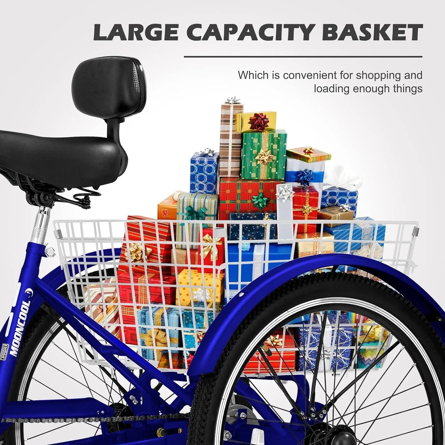 FICISOG 7 Speed Adult Tricycle for Women, 20/24/26 in Adult Trike with Basket, 3 Wheel Bikes for Adults Seniors, Cruise Trike for Shopping Picnic