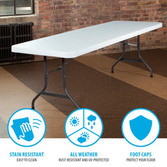Lifetime 8 - Foot Commercial Grade Folding Table, White Granite (22980)