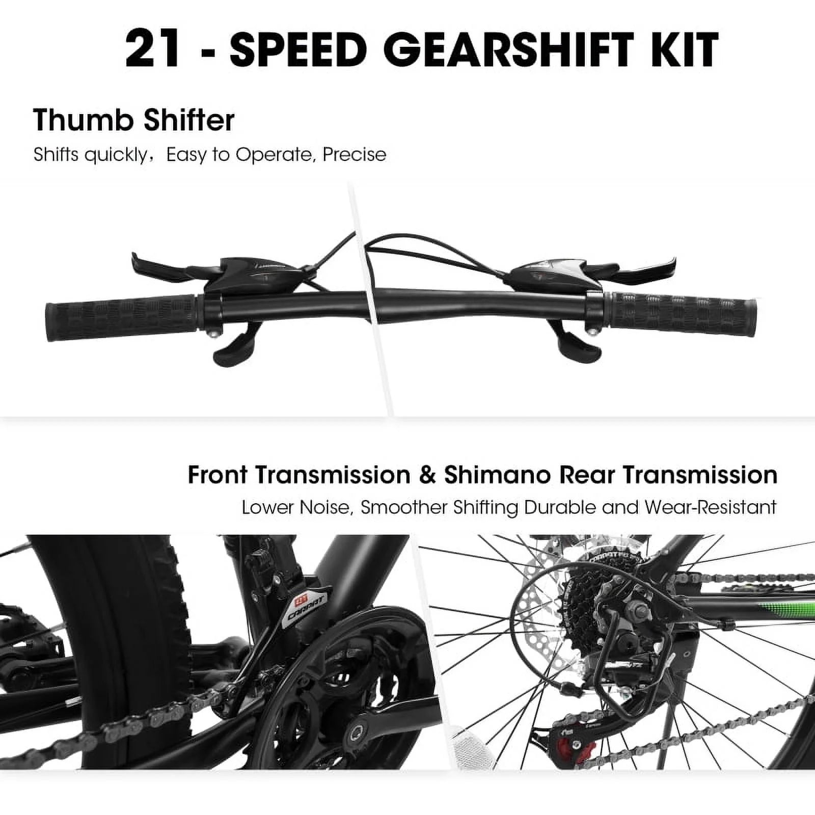 27 in Mountain Bike 21 Speed, Suspension Fork, Aluminum Frame Disc Brake, Mountain Biking for Both Men and Women