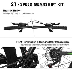 27 in Mountain Bike 21 Speed, Suspension Fork, Aluminum Frame Disc Brake, Mountain Biking for Both Men and Women