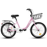 20 in Kids Bike for Boys Girls, 1 Speed Children Bicycle with Basket, Rear Seat, Chain Guard, Coaster Brake and V - Brake, Steel Frame Kids Bike for Ages 6 - 12 Years Old Birthday Gift, Purple