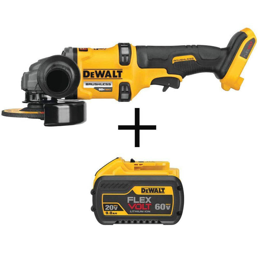 DeWalt FLEXVOLT 60-Volt Li-ion Max Cordless 4-1/2-6 in. Small Angle Grinder (Tool-Only) w/Flexvolt 20-V/60-V Max Battery 9Ah