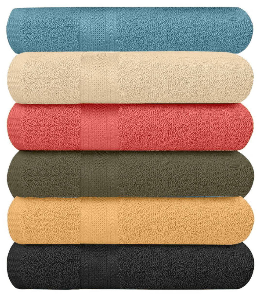 Springfield Linen Luxurious Viscose Embroidered 6 Pack Bath Towels Extra-Absorbent 100% Cotton - 27 inch x 54 inch, Size: 27 x 54, Blue